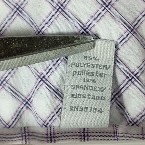 Perry Ellis Portfolio Mens Long-Sleeve Checkered Dress Shirt 18 34/35 Purple - Picture 4 of 7